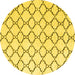 Round Machine Washable Terrilis Yellow Contemporary Rug, wshabs4803yw