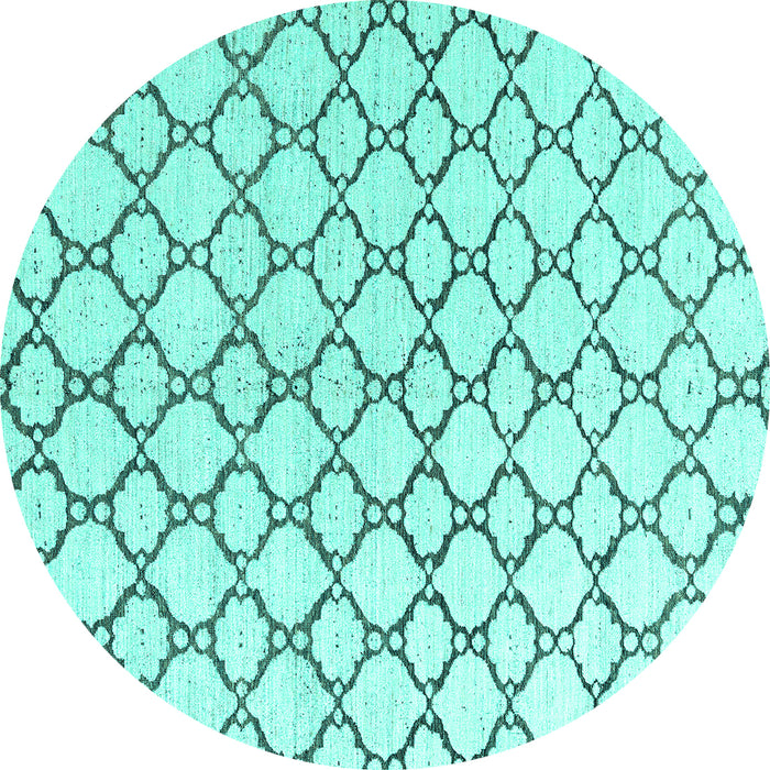 Round Machine Washable Terrilis Turquoise Contemporary Area Rugs, wshabs4804turq