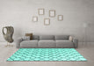 Machine Washable Terrilis Turquoise Contemporary Area Rugs in a Living Room,, wshabs4804turq