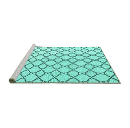 Sideview of Machine Washable Terrilis Turquoise Contemporary Area Rugs, wshabs4804turq