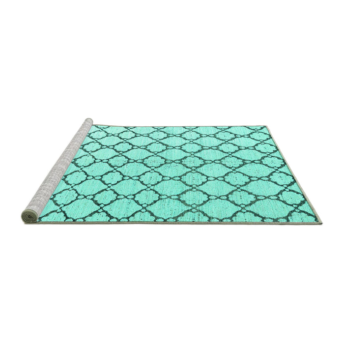 Sideview of Machine Washable Terrilis Turquoise Contemporary Area Rugs, wshabs4804turq