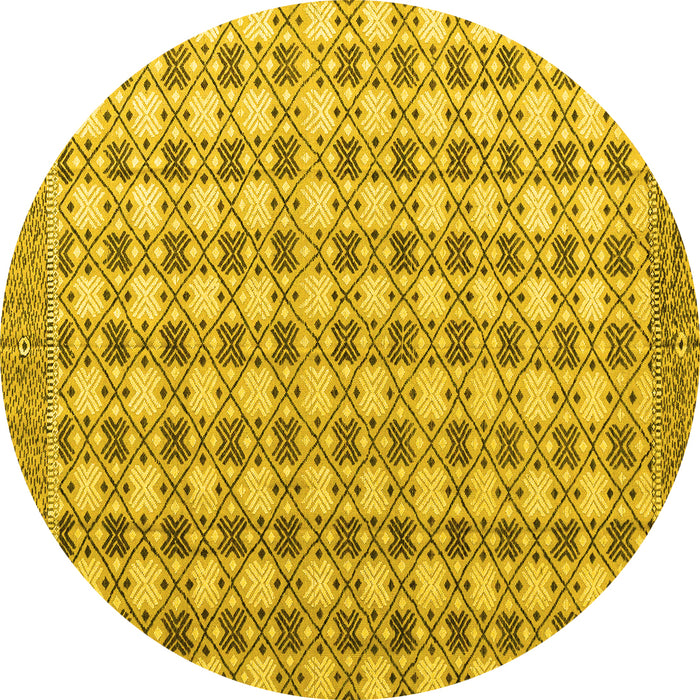 Round Abstract Yellow Modern Rug, abs4805yw