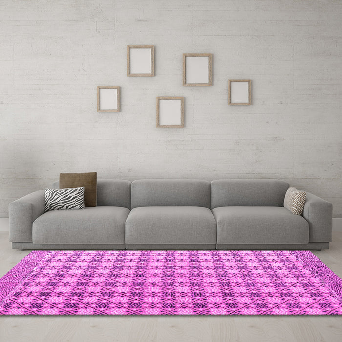 Machine Washable Abstract Pink Modern Rug in a Living Room, wshabs4805pnk