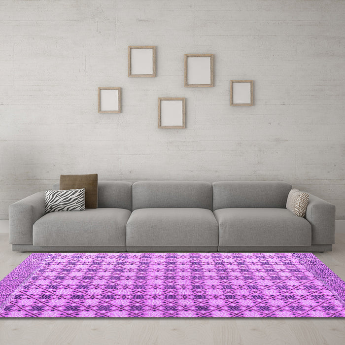 Machine Washable Abstract Purple Modern Area Rugs in a Living Room, wshabs4805pur