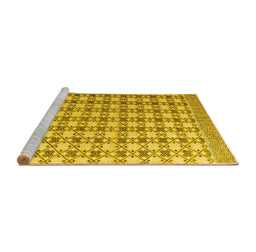 Sideview of Machine Washable Abstract Yellow Modern Rug, wshabs4805yw