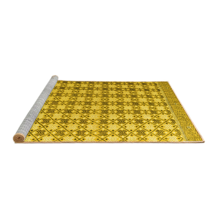 Sideview of Machine Washable Abstract Yellow Modern Rug, wshabs4805yw