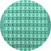 Round Machine Washable Abstract Turquoise Modern Area Rugs, wshabs4805turq