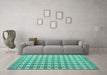 Machine Washable Abstract Turquoise Modern Area Rugs in a Living Room,, wshabs4805turq