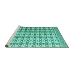 Sideview of Machine Washable Abstract Turquoise Modern Area Rugs, wshabs4805turq