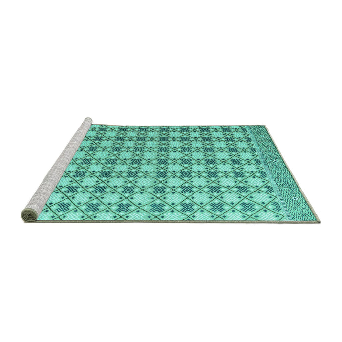 Sideview of Machine Washable Abstract Turquoise Modern Area Rugs, wshabs4805turq