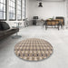 Round Abstract Army Brown Modern Rug in a Office, abs4805