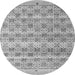 Round Machine Washable Abstract Gray Modern Rug, wshabs4806gry