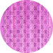 Round Machine Washable Abstract Pink Modern Rug, wshabs4806pnk