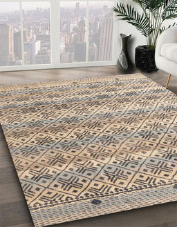 Abstract Army Brown Modern Rug in Family Room, abs4806