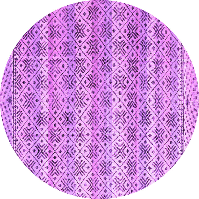 Round Machine Washable Abstract Purple Modern Area Rugs, wshabs4806pur