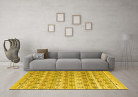 Machine Washable Abstract Yellow Modern Rug, wshabs4806yw