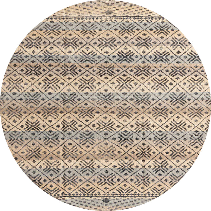 Round Abstract Army Brown Modern Rug, abs4806