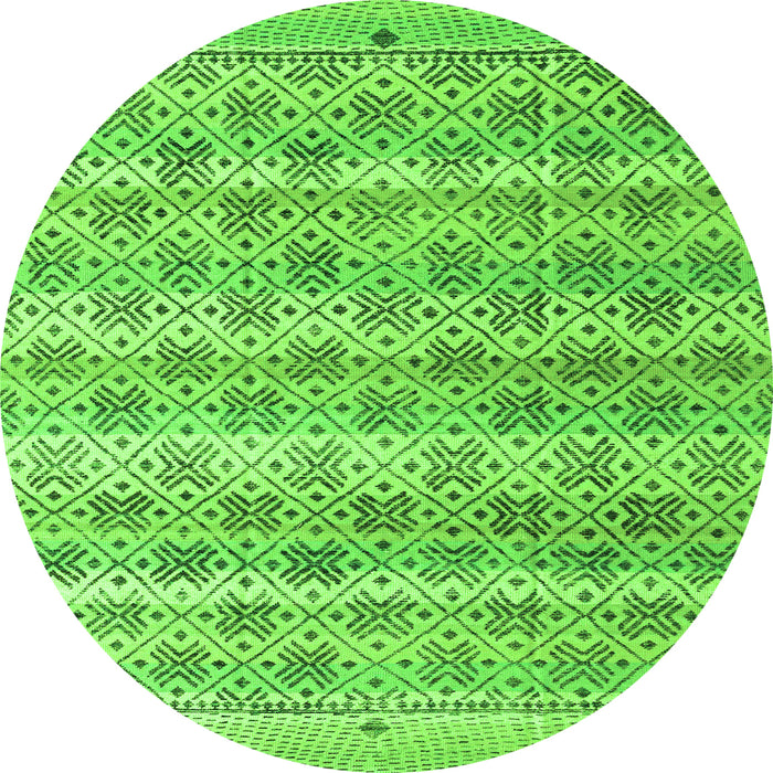 Round Machine Washable Abstract Green Modern Area Rugs, wshabs4806grn