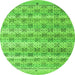 Round Machine Washable Abstract Green Modern Area Rugs, wshabs4806grn