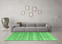 Machine Washable Abstract Emerald Green Modern Rug, wshabs4806emgrn