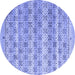 Round Abstract Blue Modern Rug, abs4806blu