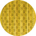 Round Abstract Yellow Modern Rug, abs4806yw