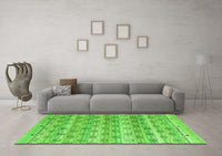 Machine Washable Abstract Green Modern Rug, wshabs4806grn