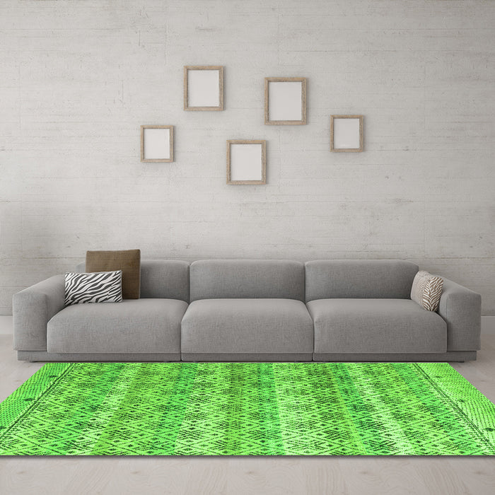 Machine Washable Abstract Green Modern Area Rugs in a Living Room,, wshabs4806grn