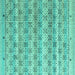 Square Machine Washable Abstract Turquoise Modern Area Rugs, wshabs4806turq