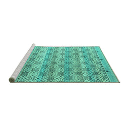 Sideview of Machine Washable Abstract Turquoise Modern Area Rugs, wshabs4806turq