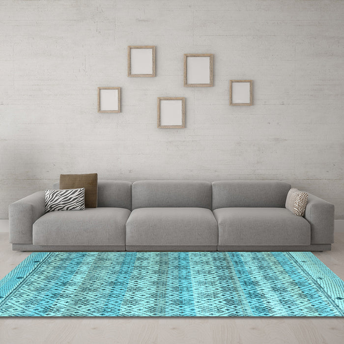 Machine Washable Abstract Light Blue Modern Rug in a Living Room, wshabs4806lblu