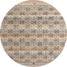 Round Machine Washable Abstract Army Brown Rug, wshabs4806