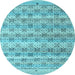 Round Abstract Light Blue Modern Rug, abs4806lblu