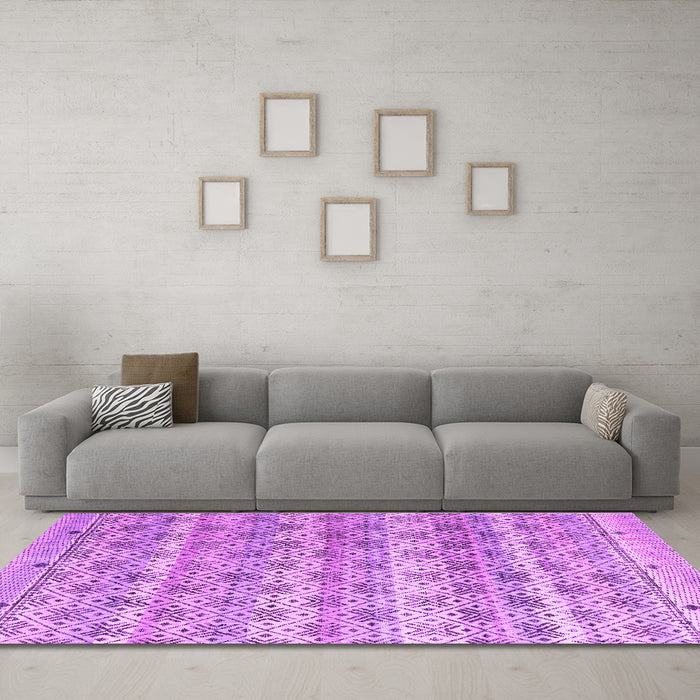 Machine Washable Abstract Purple Modern Area Rugs in a Living Room, wshabs4806pur