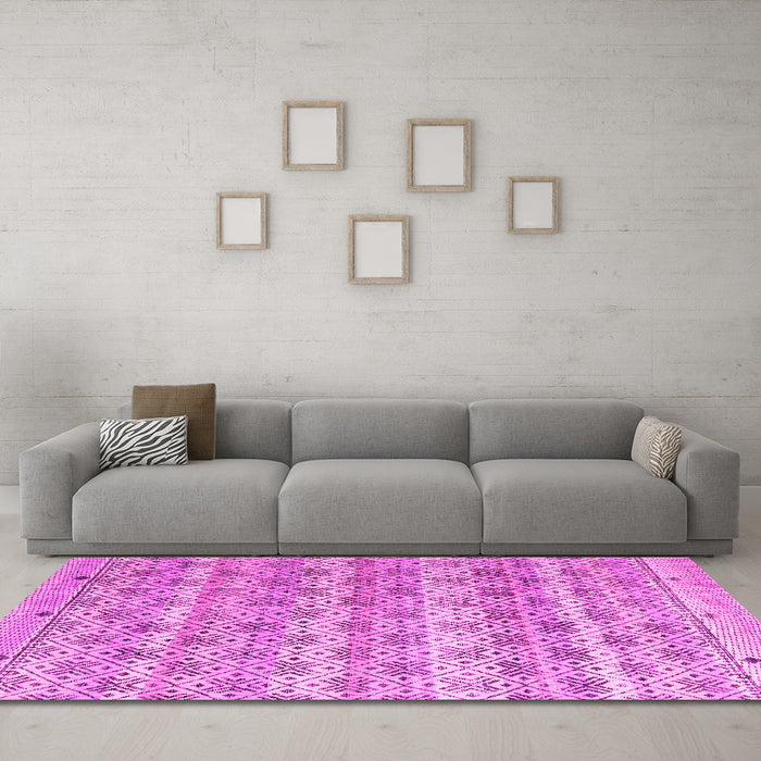 Machine Washable Abstract Pink Modern Rug in a Living Room, wshabs4806pnk