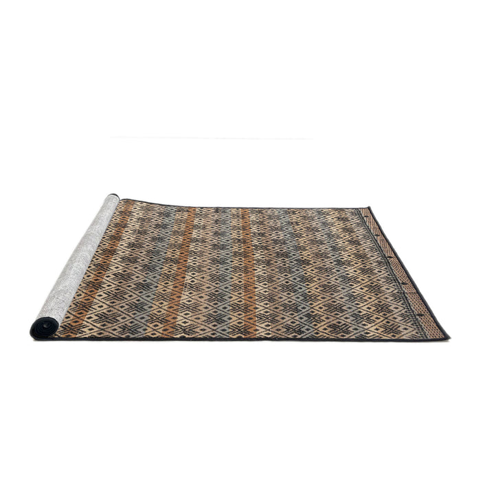 Sideview of Machine Washable Abstract Brown Sugar Brown Rug, wshabs4807