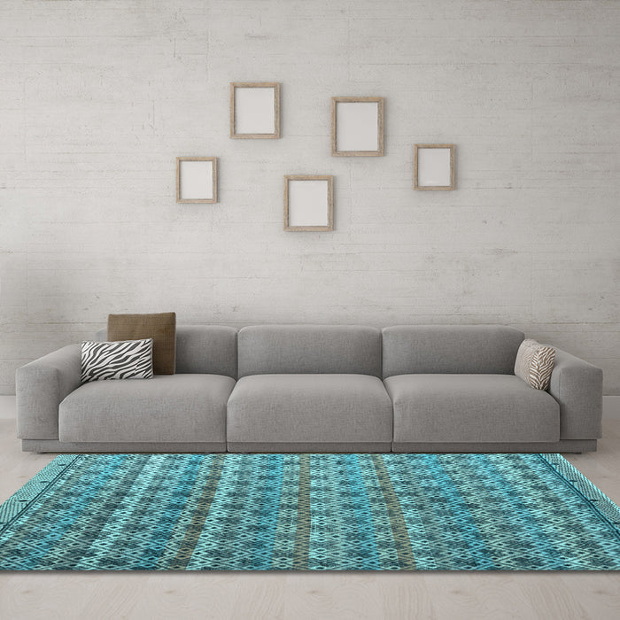 Machine Washable Abstract Light Blue Modern Rug in a Living Room, wshabs4807lblu