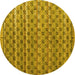 Round Machine Washable Abstract Yellow Modern Rug, wshabs4807yw