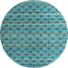 Round Machine Washable Abstract Light Blue Modern Rug, wshabs4807lblu