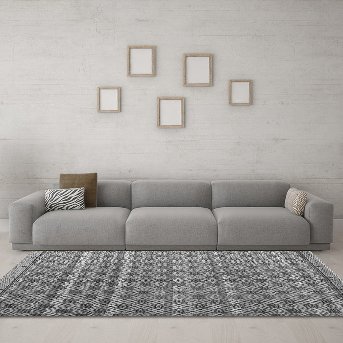 Machine Washable Abstract Gray Modern Rug in a Living Room,, wshabs4807gry