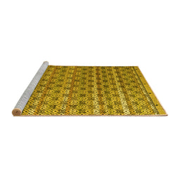 Sideview of Machine Washable Abstract Yellow Modern Rug, wshabs4807yw