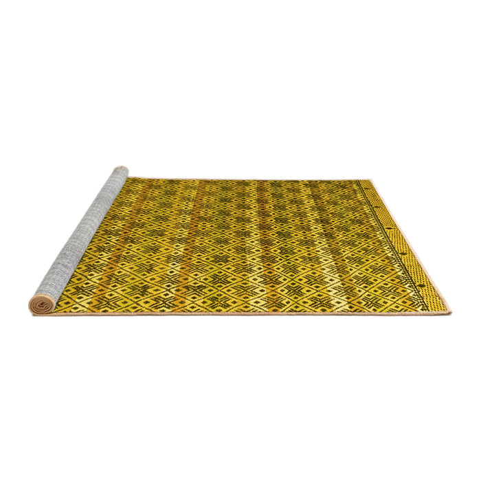 Sideview of Machine Washable Abstract Yellow Modern Rug, wshabs4807yw