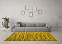 Machine Washable Abstract Yellow Modern Rug, wshabs4807yw