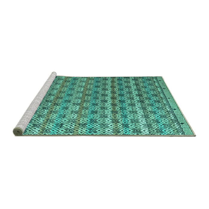 Sideview of Machine Washable Abstract Turquoise Modern Area Rugs, wshabs4807turq