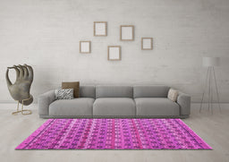 Machine Washable Abstract Pink Modern Rug in a Living Room, wshabs4807pnk
