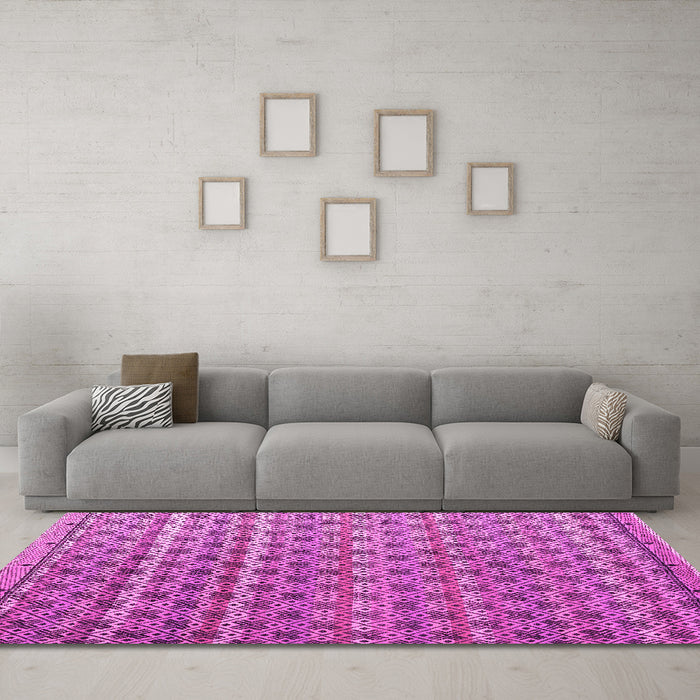 Machine Washable Abstract Pink Modern Rug in a Living Room, wshabs4807pnk