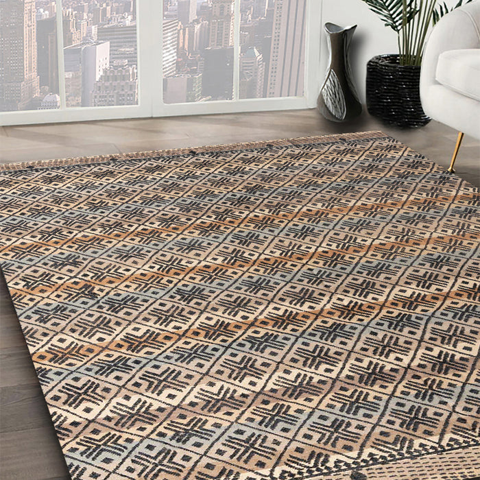 Machine Washable Abstract Brown Sugar Brown Rug in a Family Room, wshabs4807