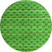 Round Machine Washable Abstract Green Modern Area Rugs, wshabs4807grn