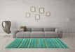 Machine Washable Abstract Turquoise Modern Area Rugs in a Living Room,, wshabs4807turq