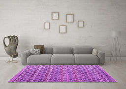 Machine Washable Abstract Purple Modern Area Rugs in a Living Room, wshabs4807pur